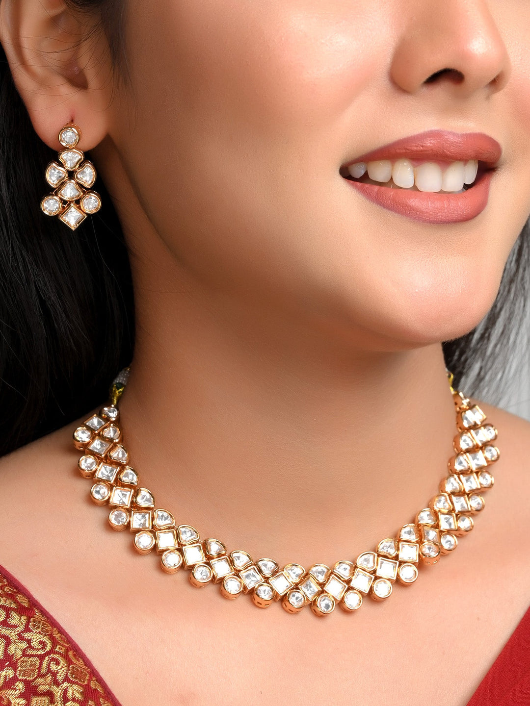 Eta White Kundan Necklace Set