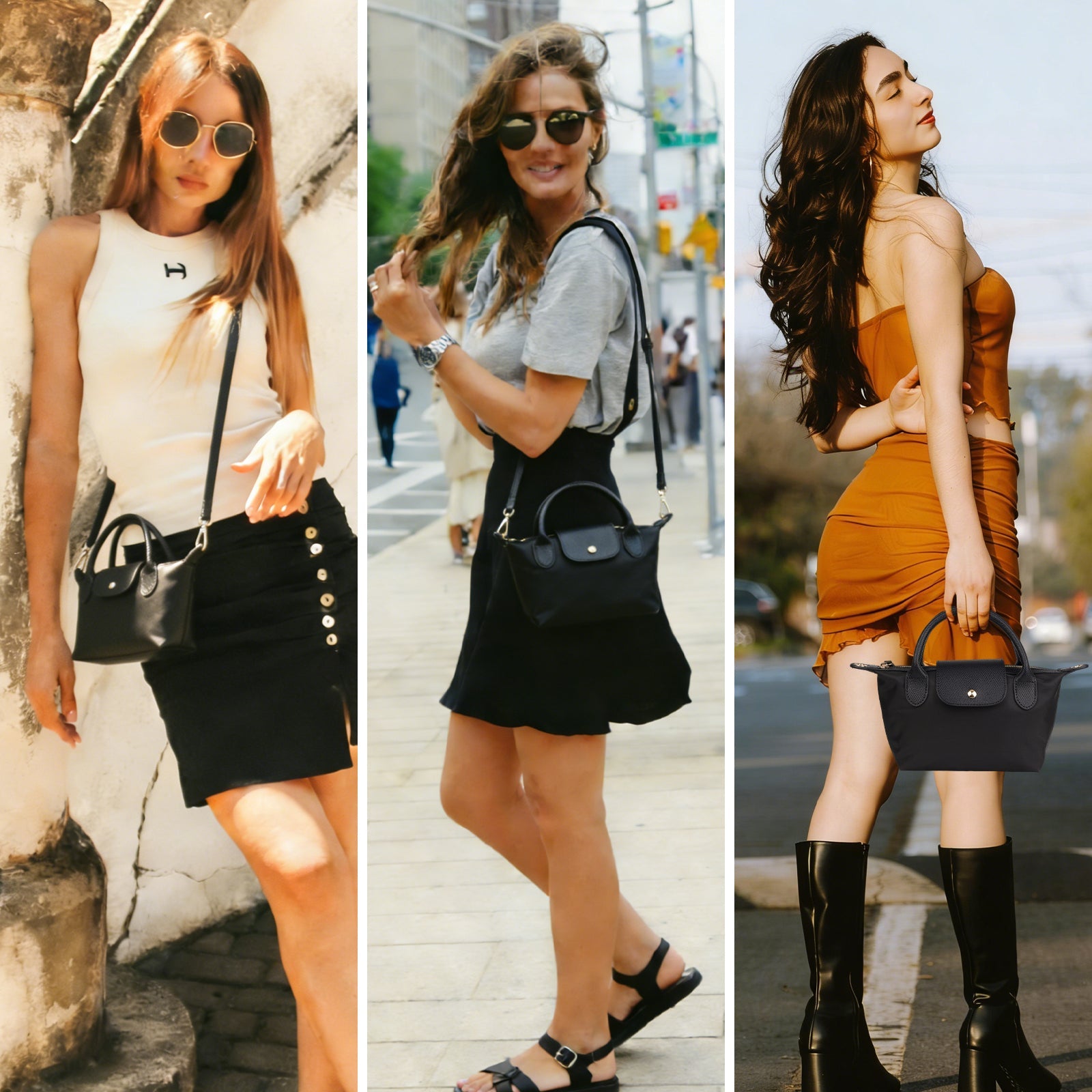 Ounamei Mini Checkered Nylon Crossbody Bag | Small Size Large Capacity 3-Way Carry Lightweight Tote