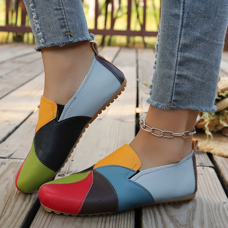 Women’s Norielle Slip-On Colorblock Loafers – Round Toe Casual Flat Shoes (US 5–10.5)