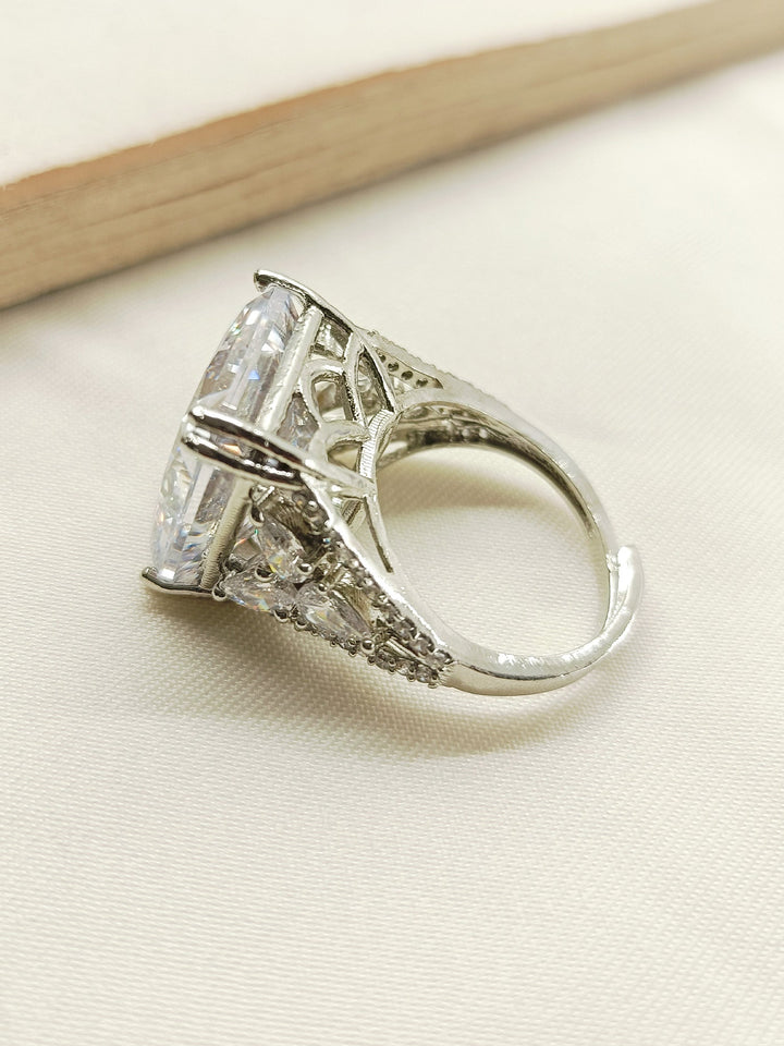 Siya White American Diamond Finger Ring - Beautifully designed, sparkling ring with high-quality American diamonds