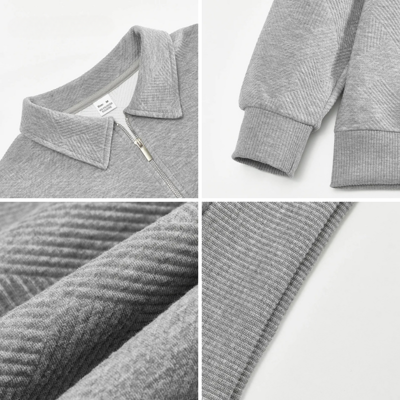 James™ - Vintage Geometrisch Ontwerp Sweater Met Rits  - By Qivii