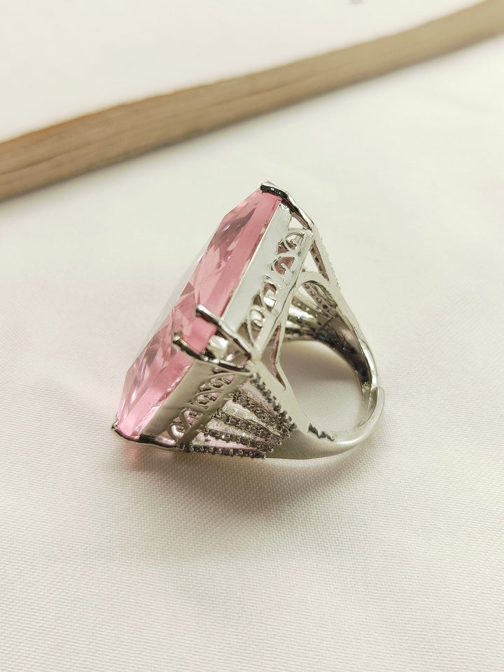 Beautiful Himani Pink American Diamond Finger Ring with intricate details and sparkling stones