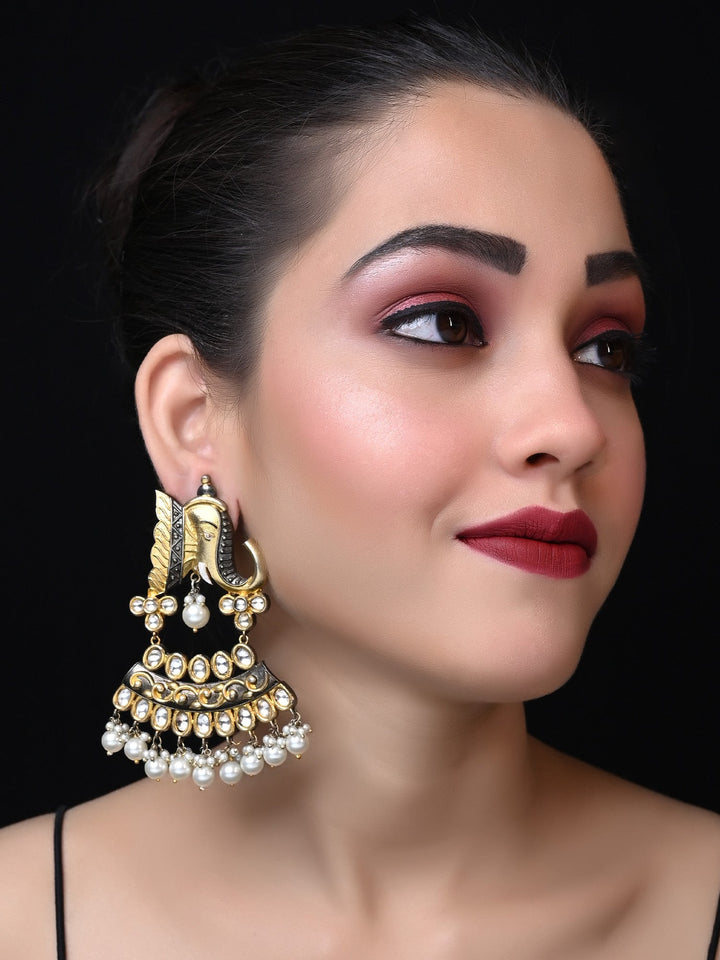 Kamalika Elephant Kundan Earrings