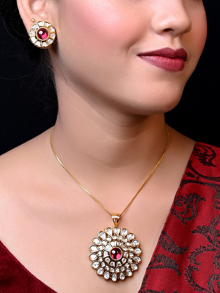 Padma Ruby Kundan Pendant Set