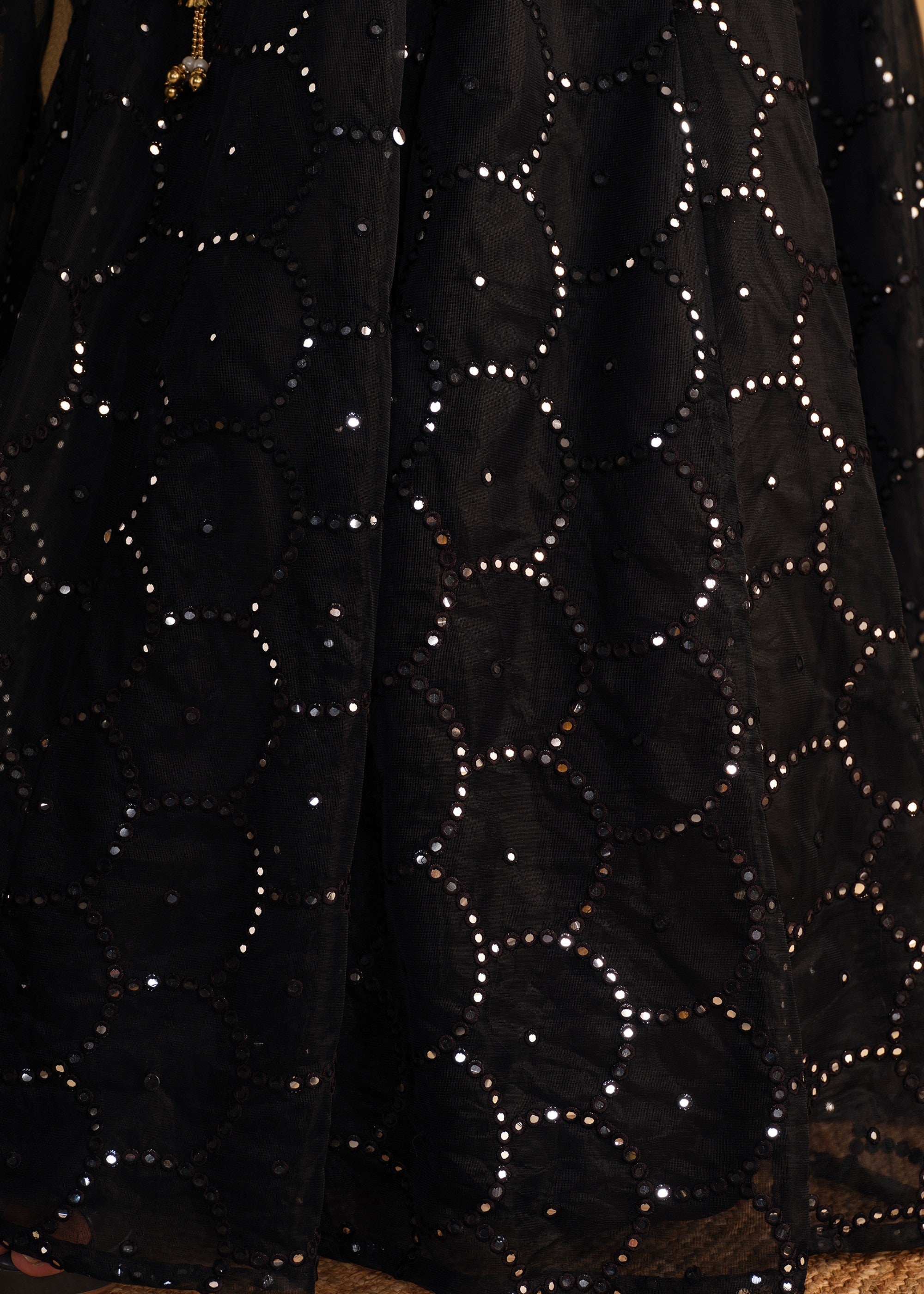 Sable Black Georgette Lehenga Choli With Sequins Zari Embroidered Work | Ready To Wear - qivii