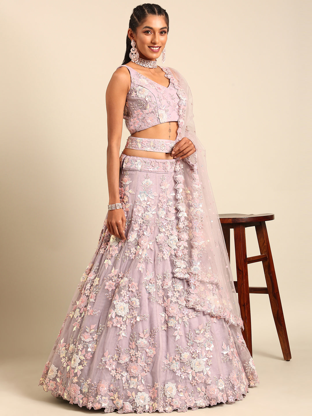 Heavy Zarkans Embroidered Net Stitched Bridal Lehenga choli