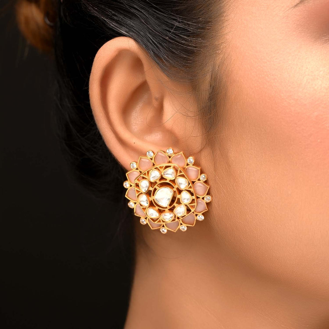 Mithila Baby Pink Gold Plated Kundan Tops