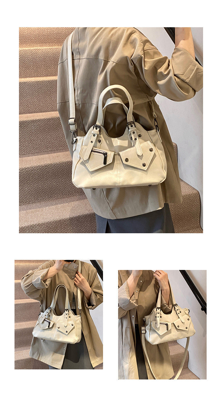 Women's Road Rebel Tote - Retro Moto-Inspired Convertible Carryall with Industrial Hardware