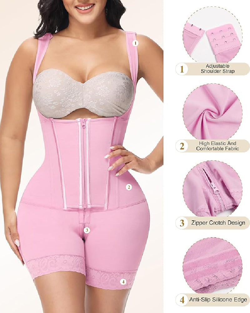 Shapshe® High compression Front Zipper Mid Thigh Shapewear  - By Qivii