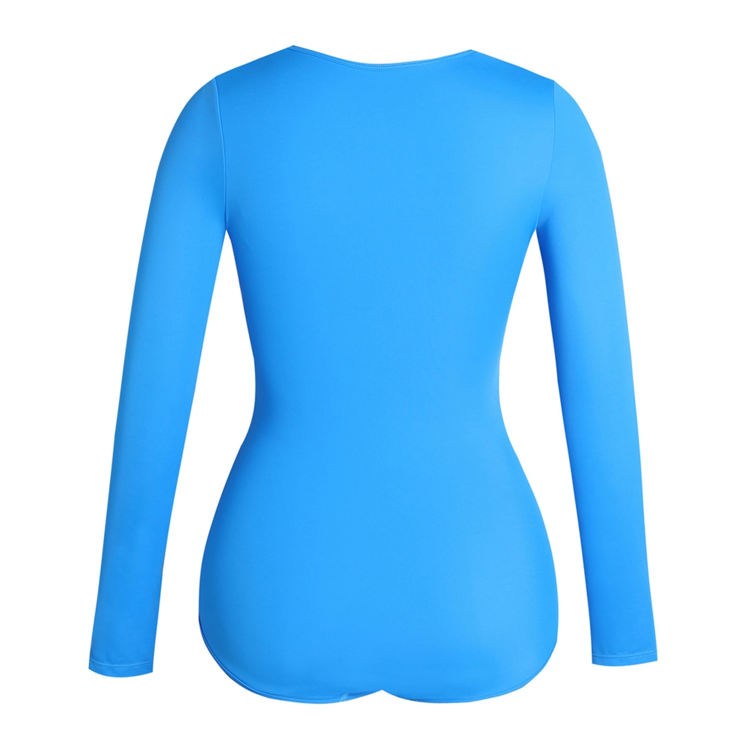 Shapshe® Blue Long Sleeve Built In Shapewear Tummy Cotrol Girdle Swimsuit  - By Qivii