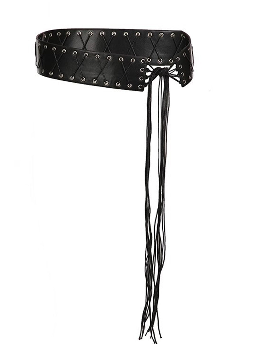 American Style Eyelet Strap PU Belt  - By Qivii
