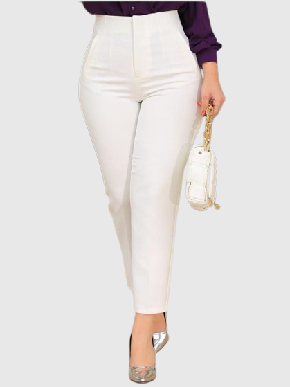 Women's Tailored Pleat High Waist Side Pocket 9-point Pants  - By Qivii
