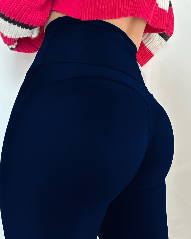 Shapshe® Black Slim Fit Tummy Control Zipper Butt Lift Leggings  - By Qivii