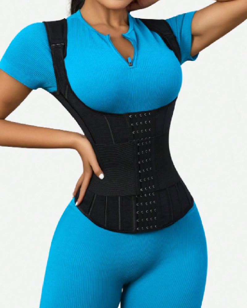 Steel Boned Mesh Waist Trainer Vest Breathable Abdominal Sculpting Belt Corset  - By Qivii