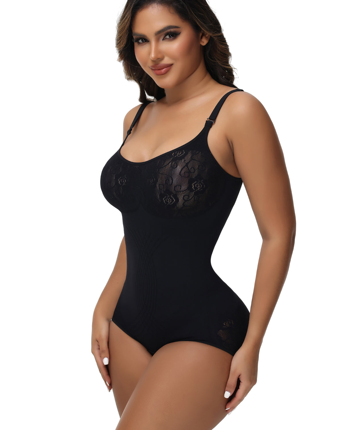 Shapshe® Sexy Seamless Jacquard Bodysuit Tummy Control Spaghetti Strap Shapewear  - By Qivii