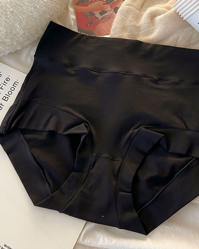 Women's Long Staple Cotton Solid Briefs High Waist Tummy Control Underwear  - By Qivii