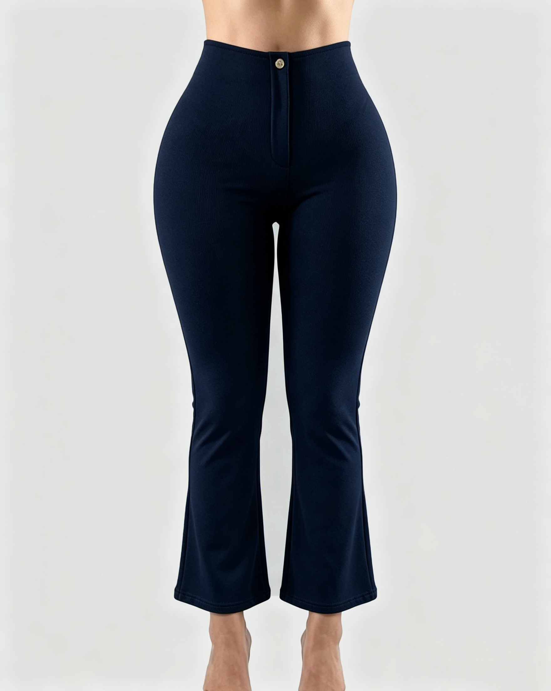 High Waist Butt Lifting Solid Black Slim Fit Flare Pants  - By Qivii