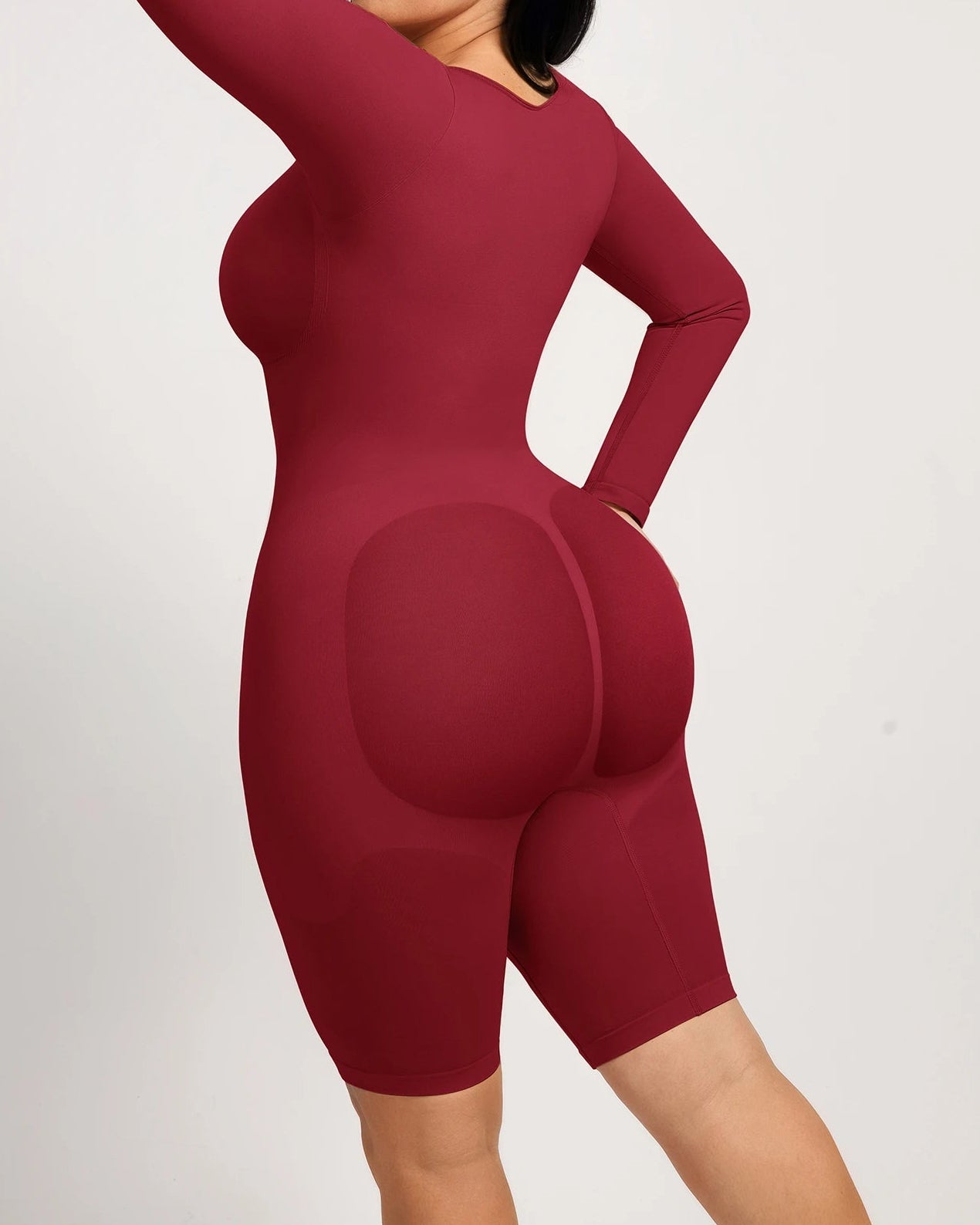 Seamless Mid-level Compression Tummy Control Long Sleeve Bodysuit  - By Qivii