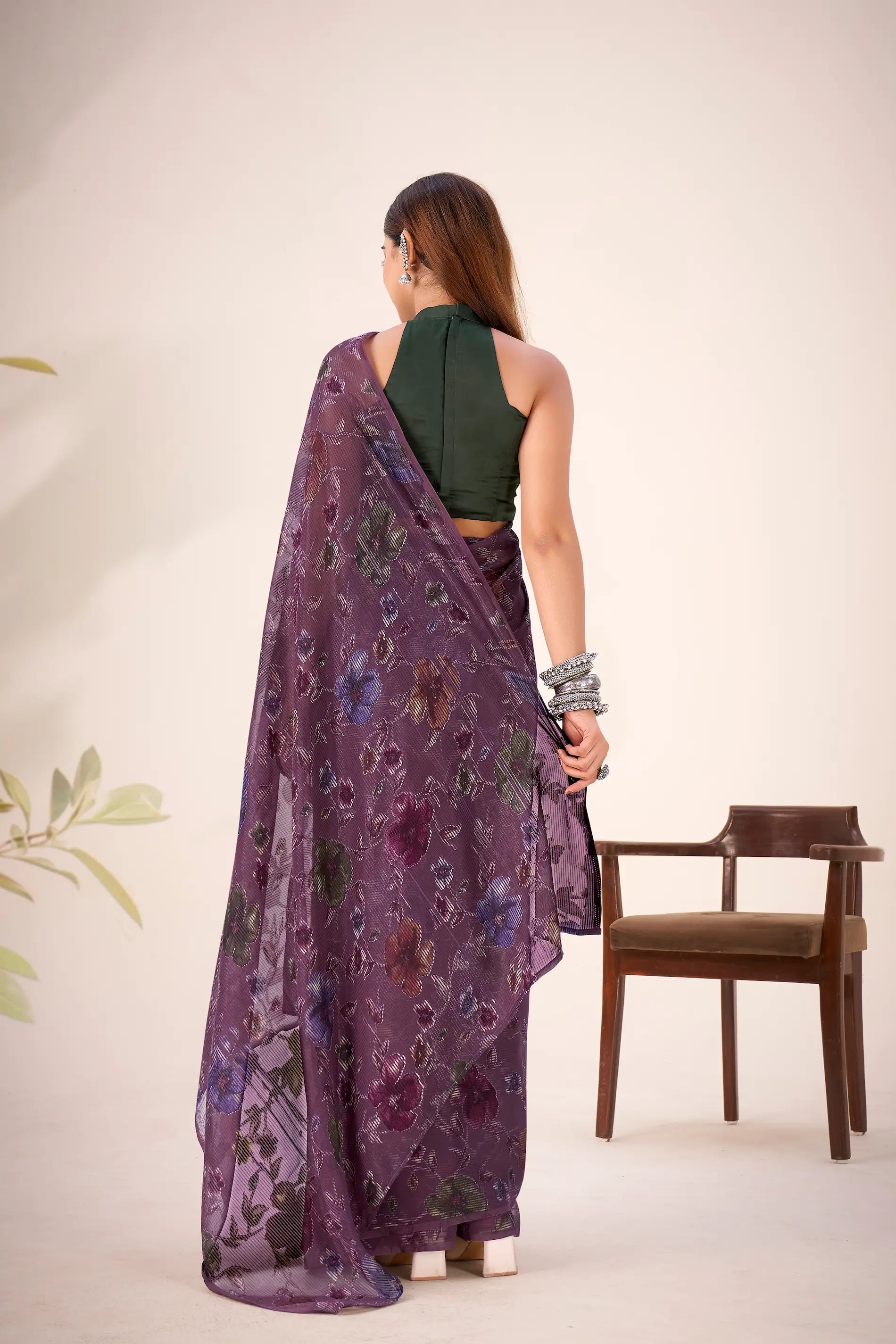 Mulberry Lurex Brasso Floral Saree