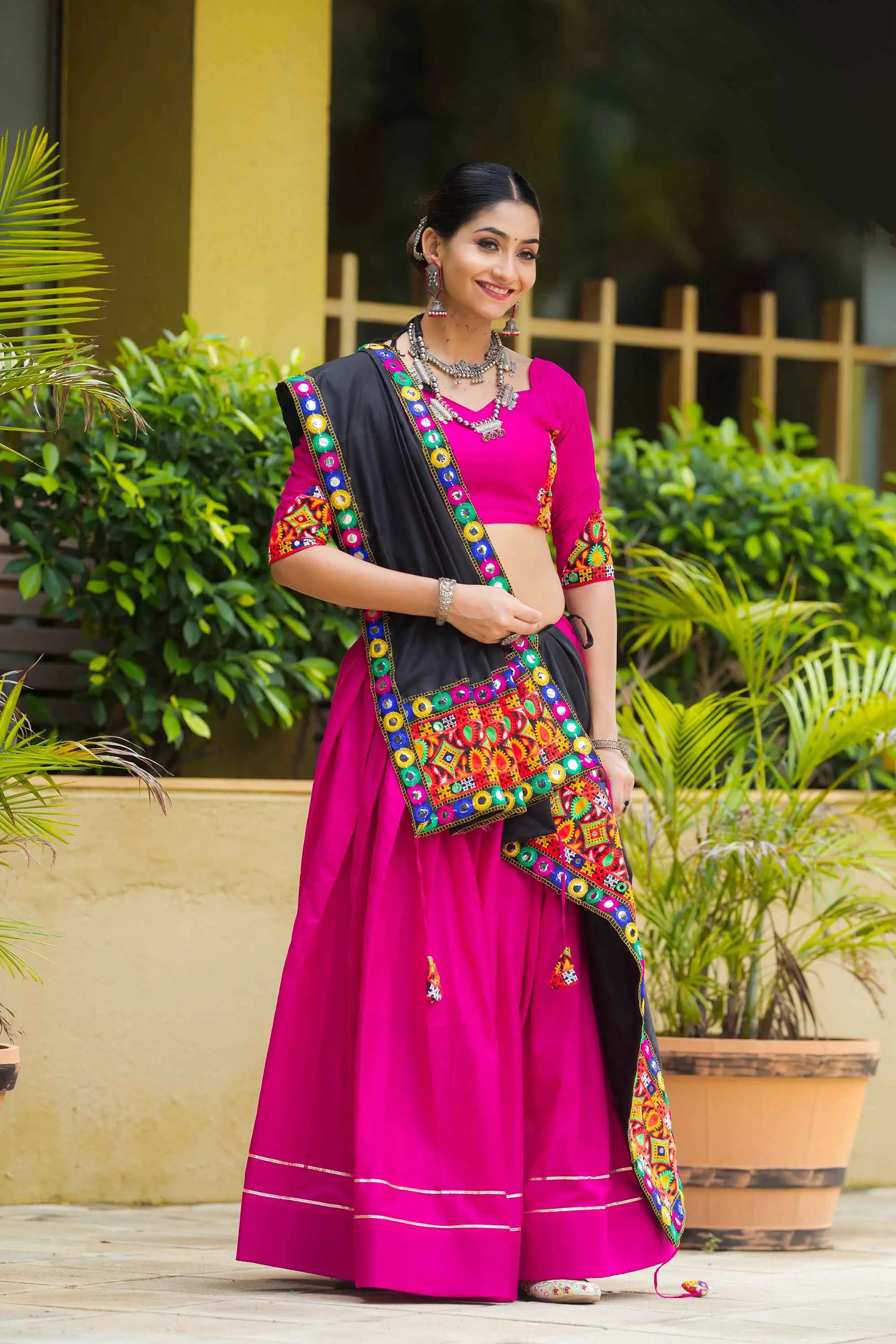 Rani Pink Traditional Gantthi Work Chaniya Choli For Navratri