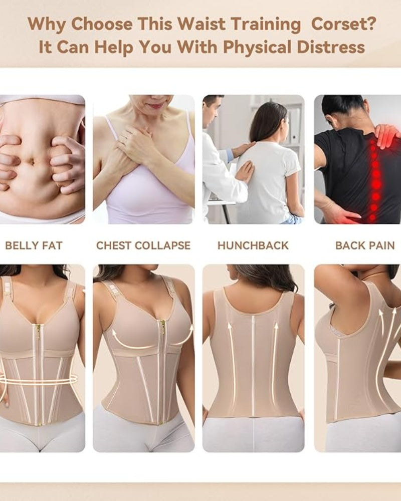Shapshe® Fajas Colombianas Zip Front Steel Bone Tummy Control Waist Trainer