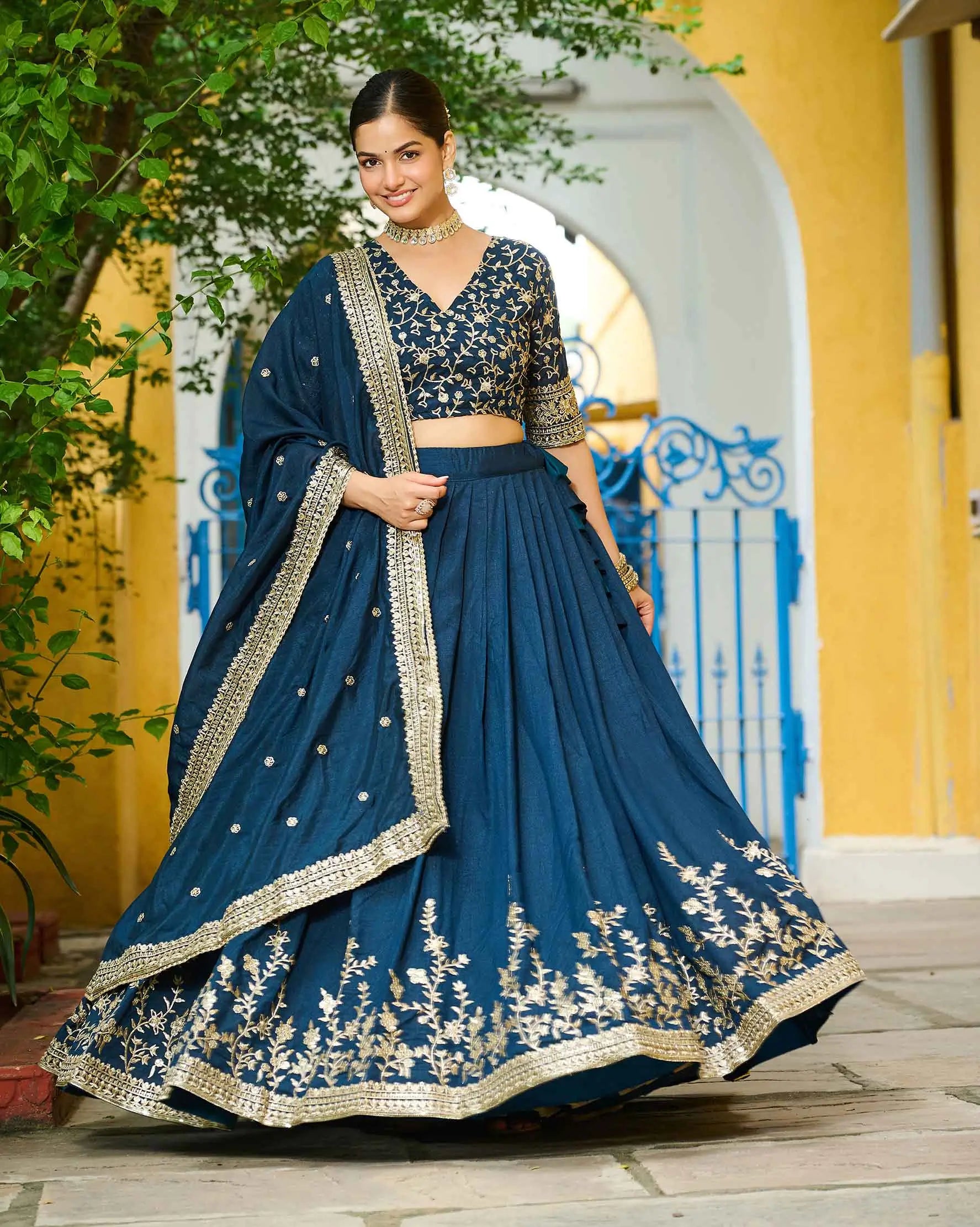 Regal Blue Sequins Embroidery Work Lehenga Choli