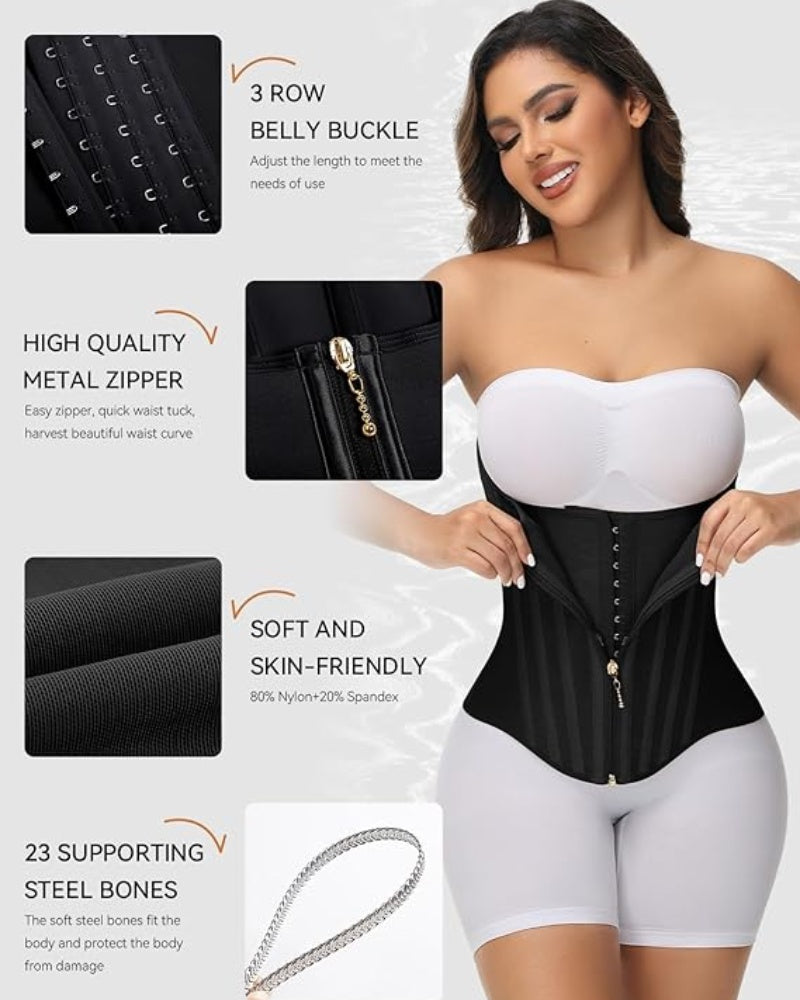 Shapshe® Curved Boned Waist Trainer High Compression Tiny Waist Corset  - By Qivii