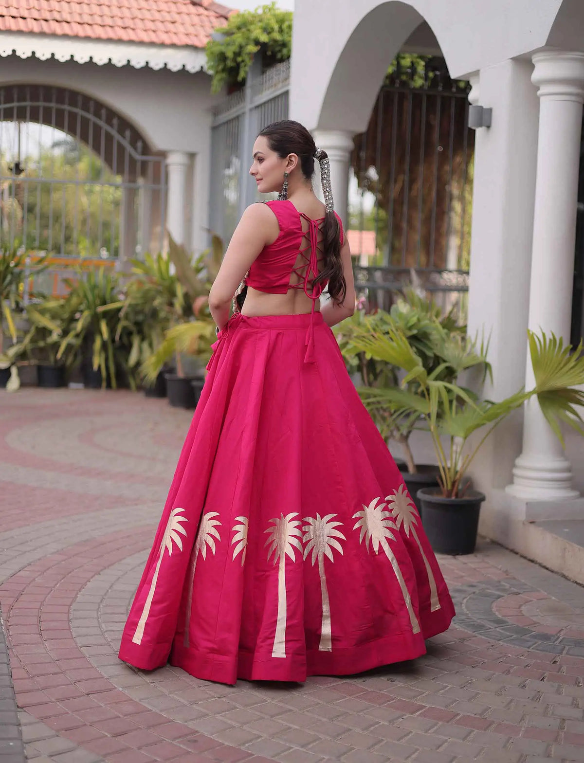 Pink Gamthi Work Navratri Lehenga Choli