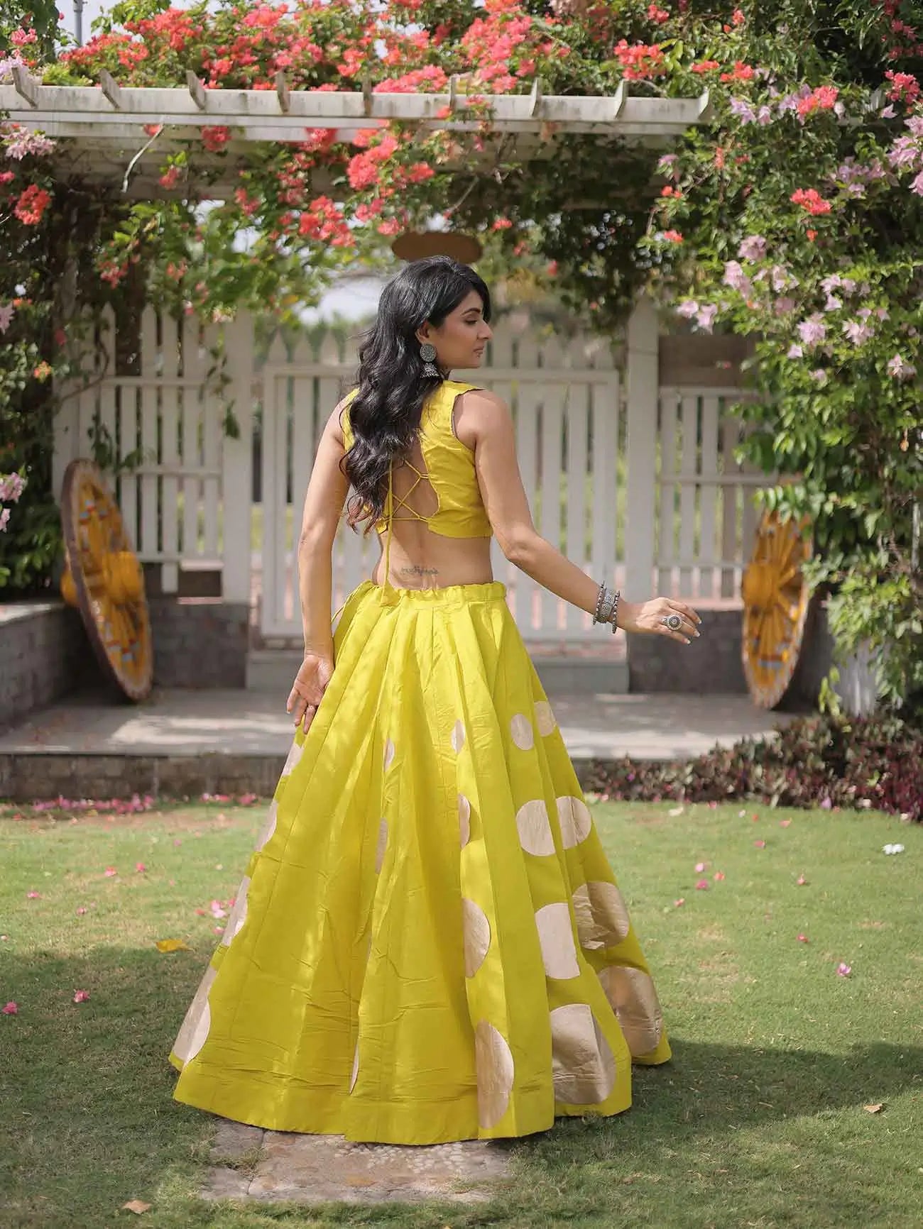Lime Parrot Designer Navaratri Lehenga Choli