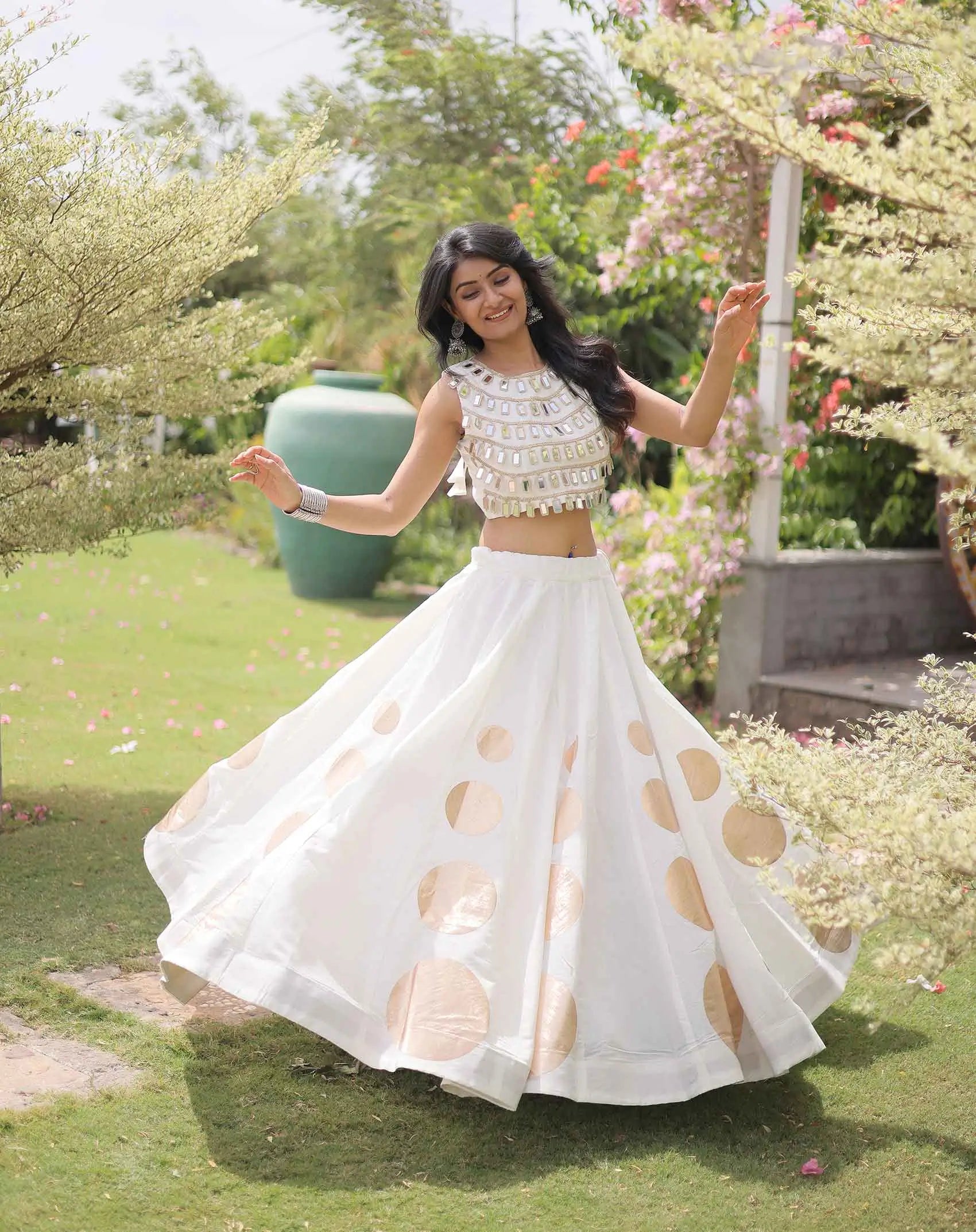 White Designer Navaratri Lehenga Choli