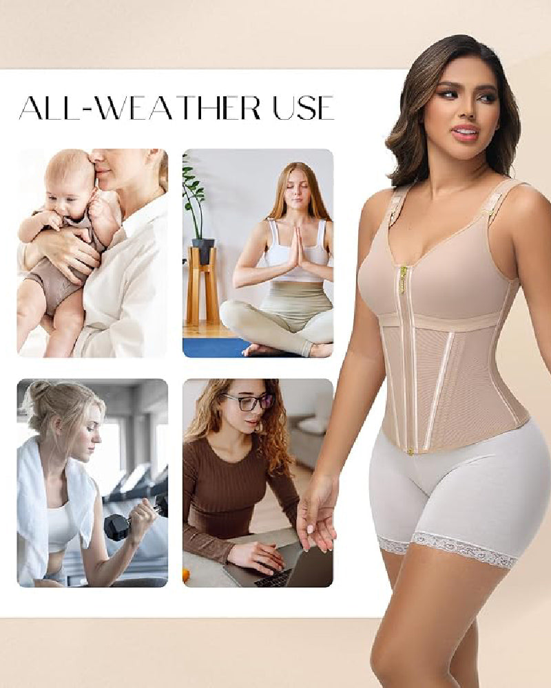 Shapshe® Fajas Colombianas Zip Front Steel Bone Tummy Control Waist Trainer