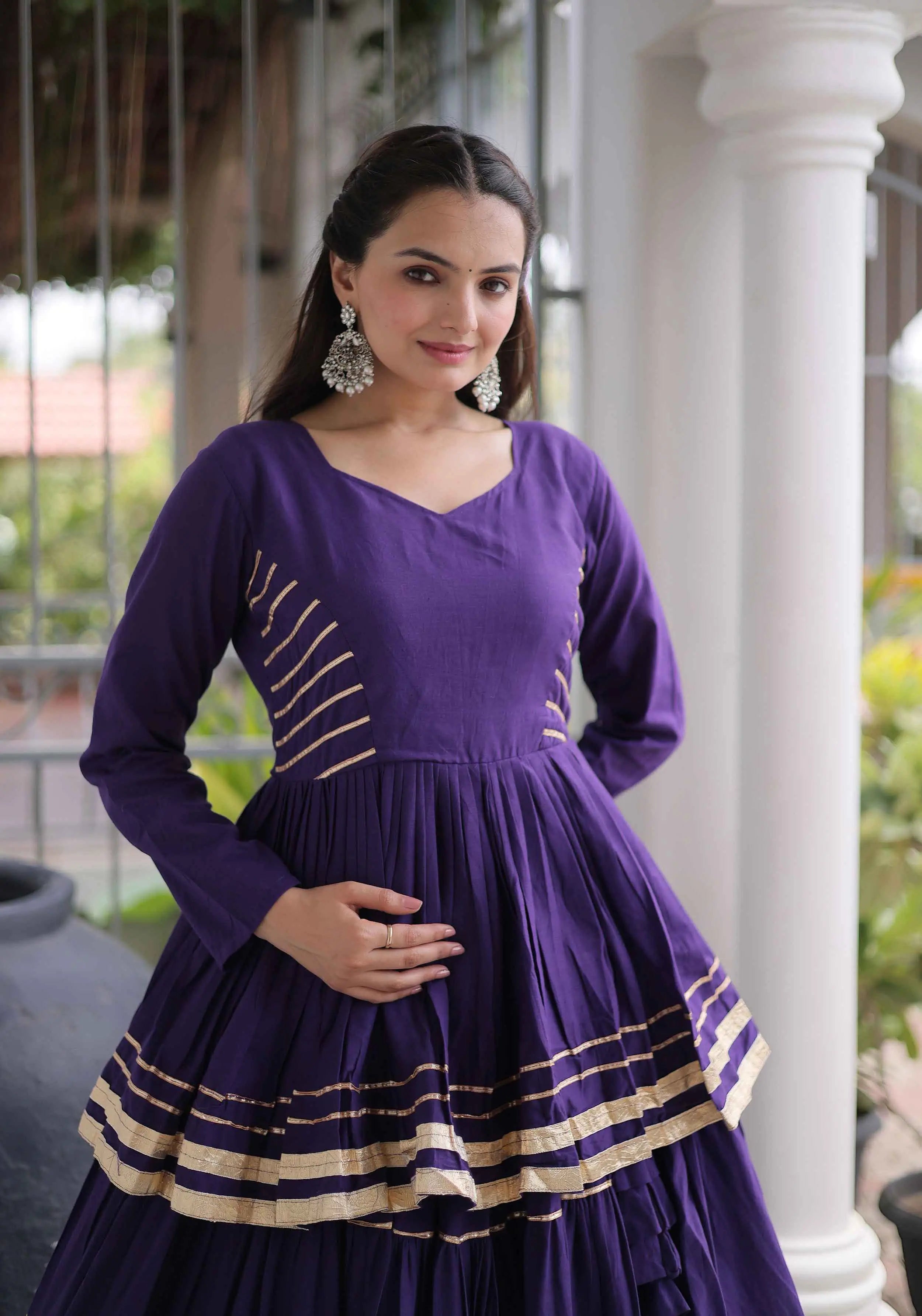 Purple Lehenga With Peplum Style Blouse