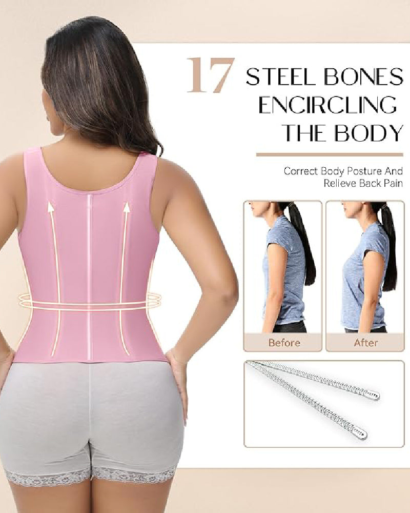 Shapshe® Fajas Colombianas Zip Front Steel Bone Tummy Control Waist Trainer