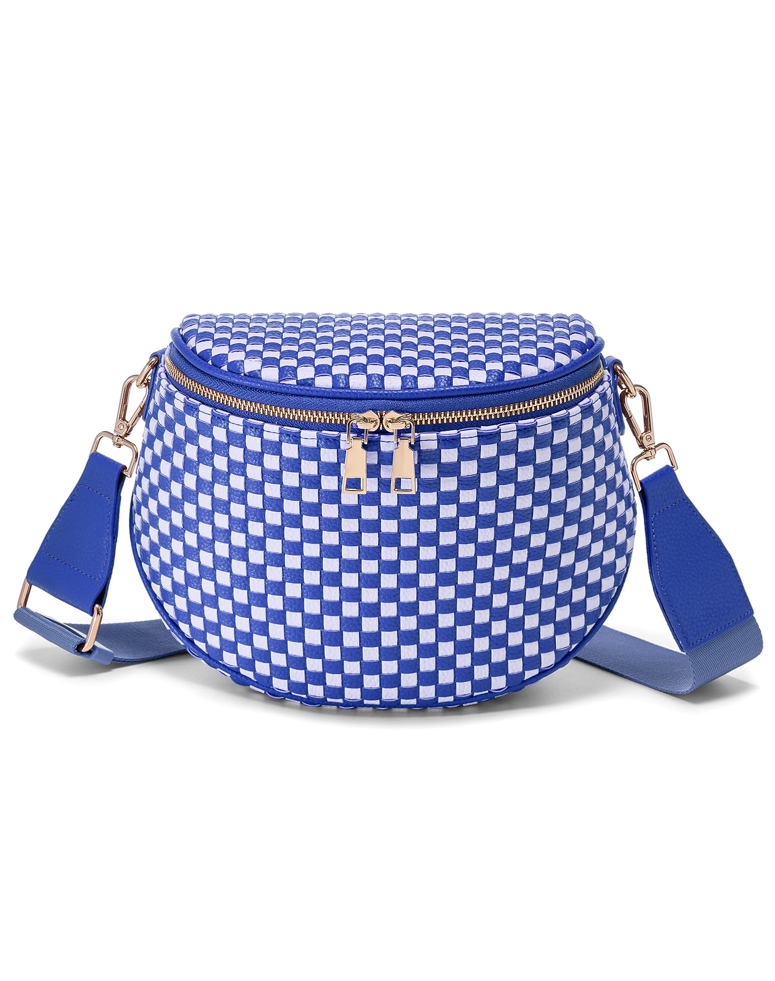 Ounamei Woven Checkered Crossbody Bum Bag | Trendy PU Leather Belt Bag with Adjustable Strap, Stylish & Versatile Everyday Companion