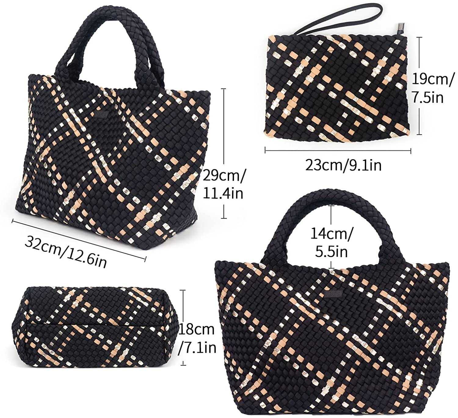 Colorblock Neoprene Woven Bag - Camel | Ounamei