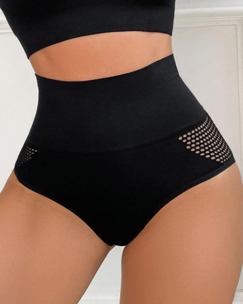 Women's Seamless Shapewear Panty High Waist Sexy Hollow Out Briefs  - By Qivii