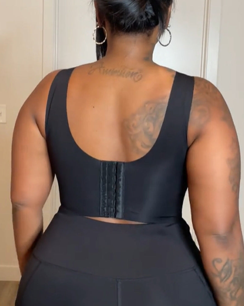 Wireless Seamless V-Neck Tank Plus Size Push Up Bra  - By Qivii