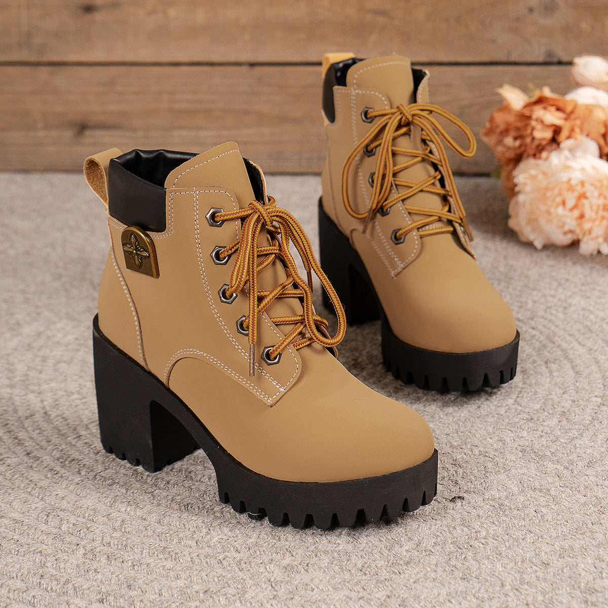 Women's Cowhide Metropolitan Combat Boot - Waterproof Block Heel Ankle Boots with Extended Sizes (US 4-10) & Commuter-Ready Traction