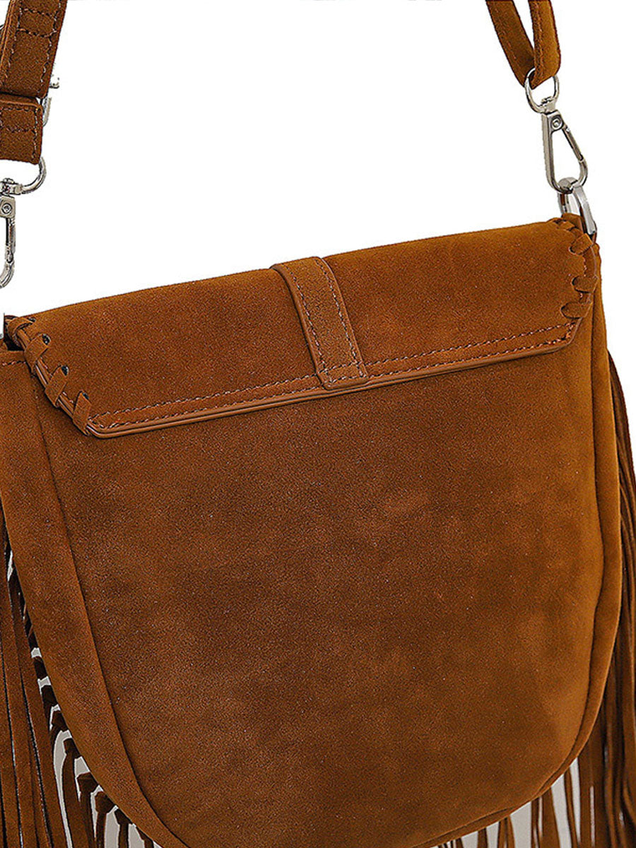 Vintage Bohemian Tassel Suede Shoulder Bag  - By Qivii