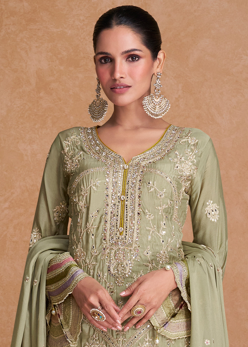 Light Green Embroidered Georgette Salwar Suit