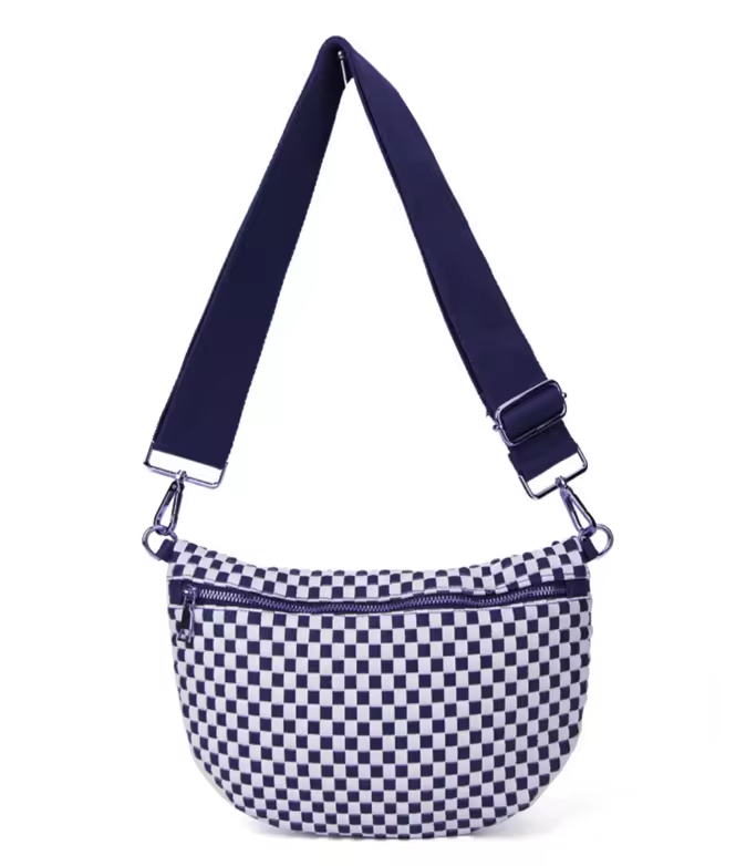 Ounamei Checkered Woven Crossbody Fanny Pack for Women – Adjustable Sling Bum Bag, Lightweight Everyday Travel Shoulder Purse