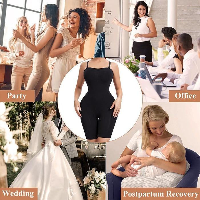 Slimming Sleeveless Bodysuit With Removable Shoulder Strap  - By Qivii