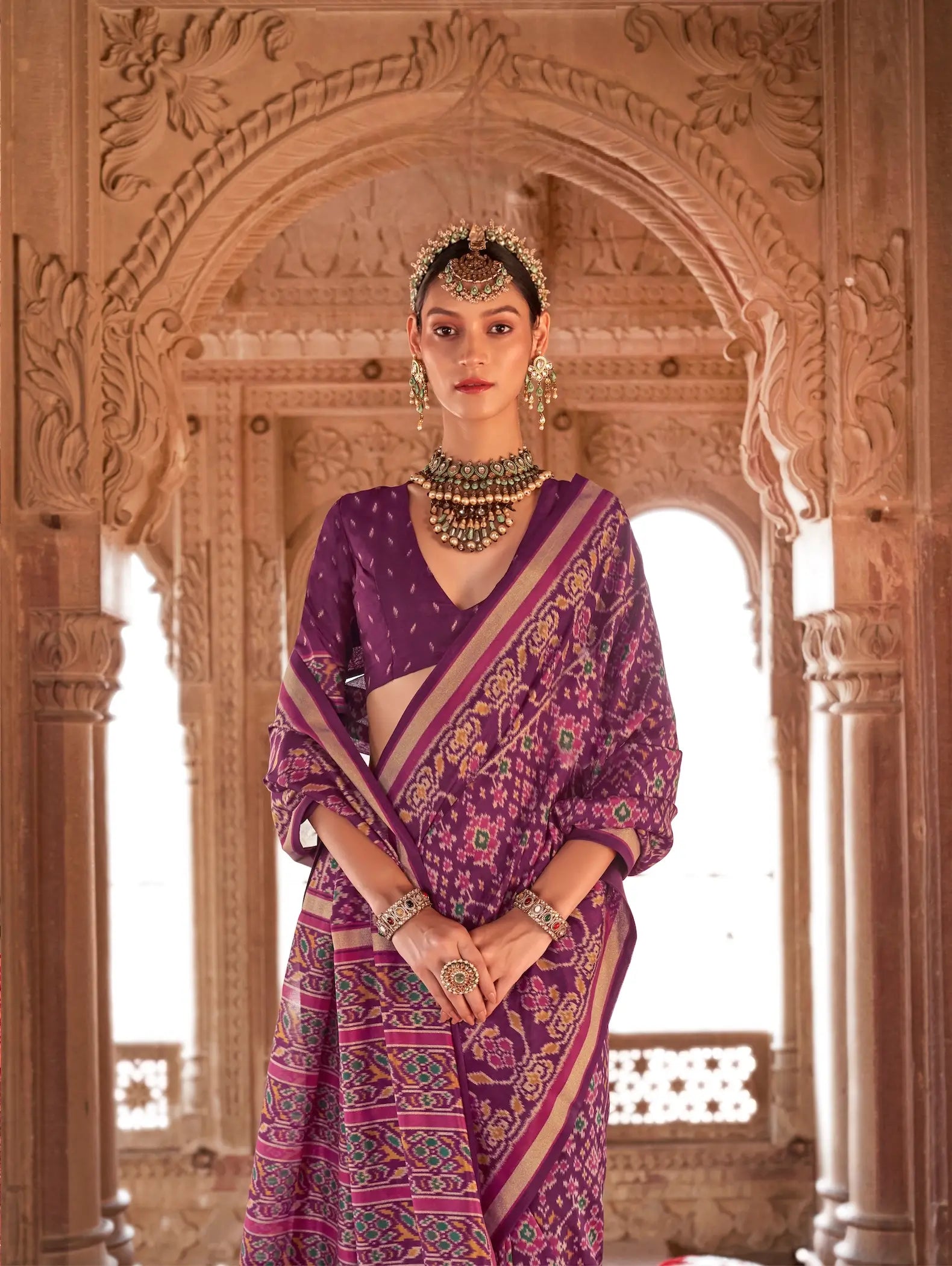 Royal Purple Georgette Patola Saree