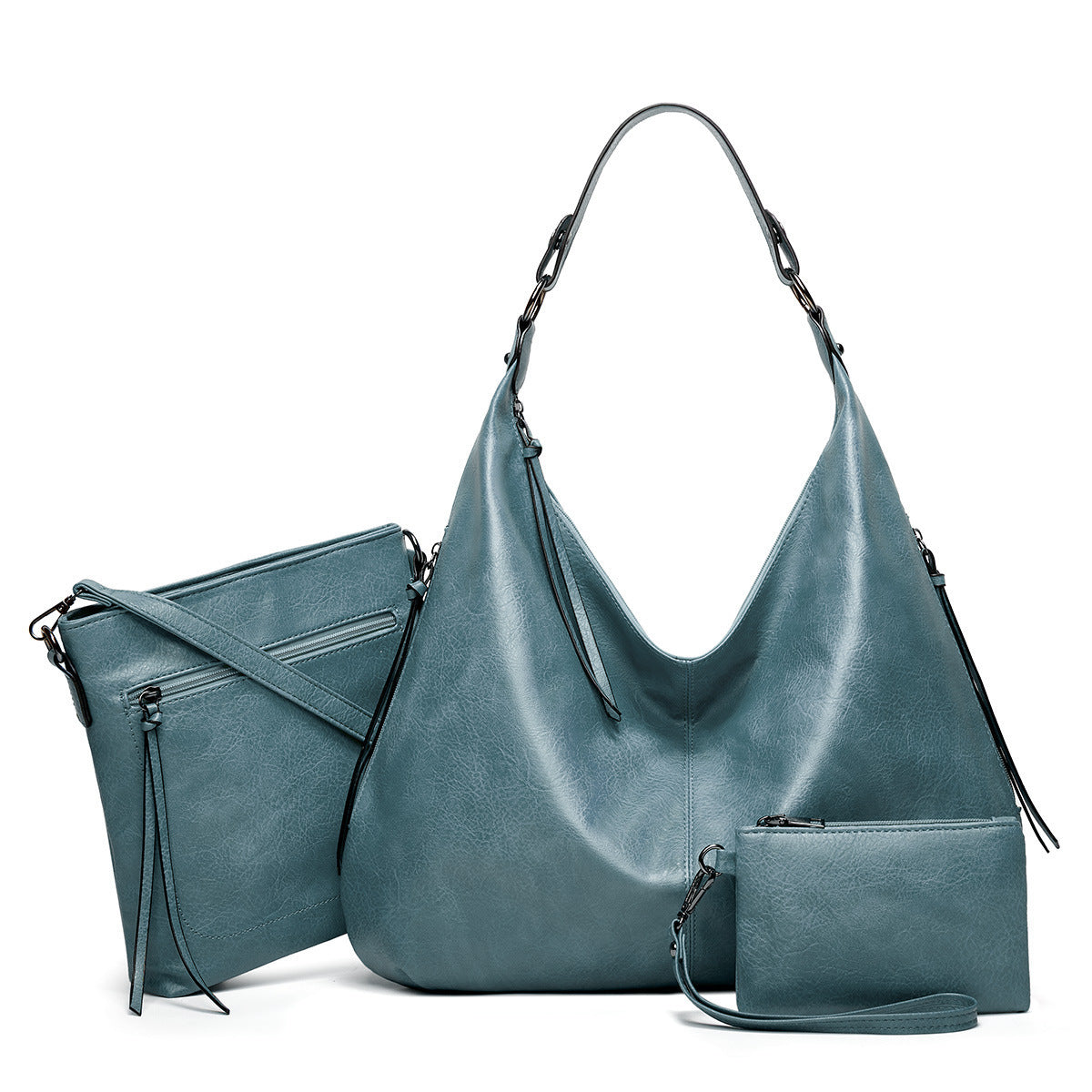 Ounamei Vegan Leather Hobo Shoulder Bag for Women | Large Capacity Purse with Matching Wallet & Card Holder | Shoulder & Crossbody Carry