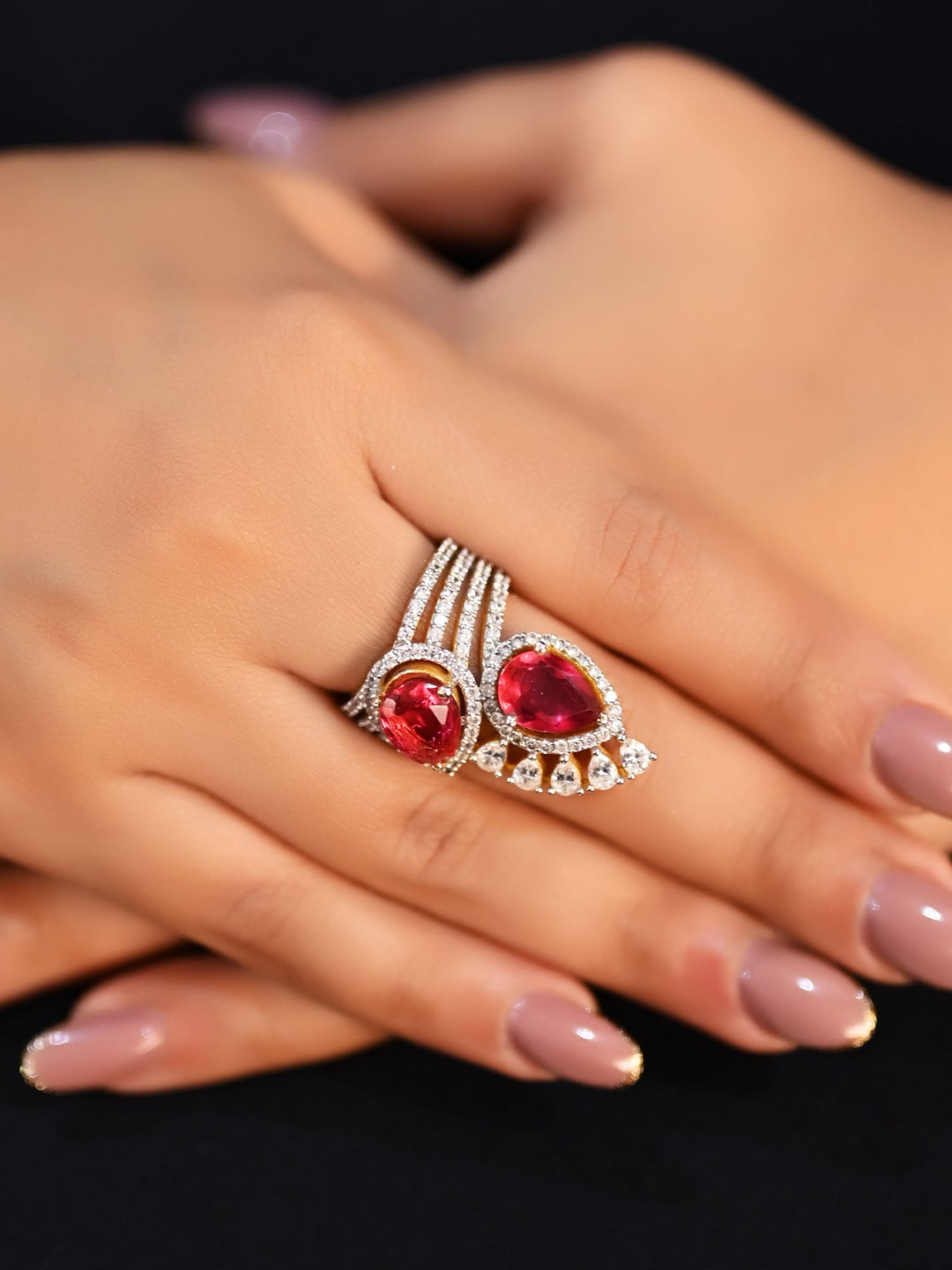  Elegant Narayani Ruby American Diamond Finger Ring crafted with high-quality materials 