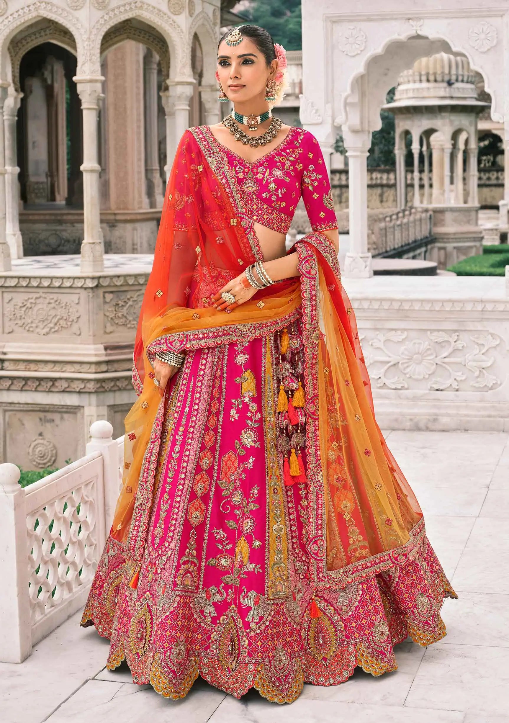 Pink Bridal Lehenga With Stunning Designer Embroidery - qivii