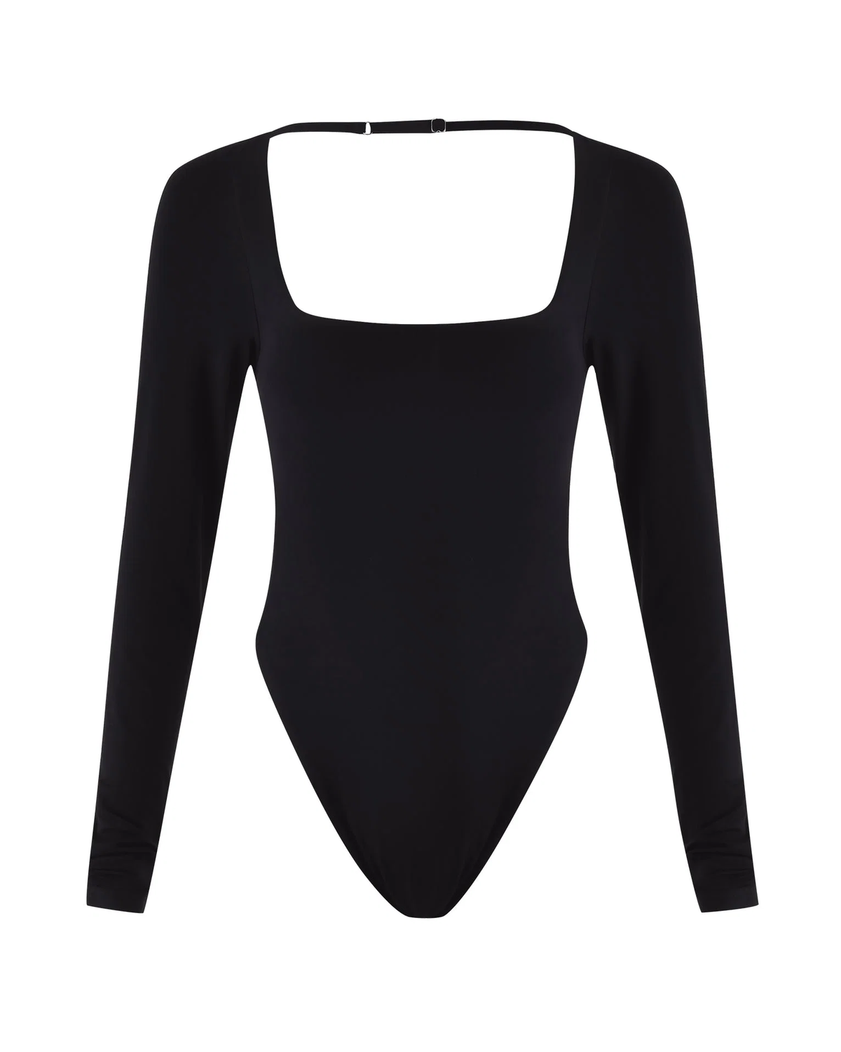 Square Neck Long Sleeve Backless Thong Slim Fit Bodysuit