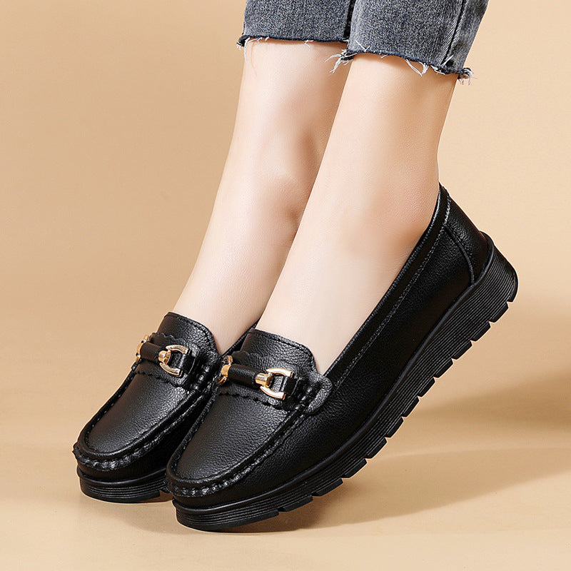 Women's CloudStep Split Leather Driving Moccasins - Slip-On Cushioned Flats for Commuting & Leisure