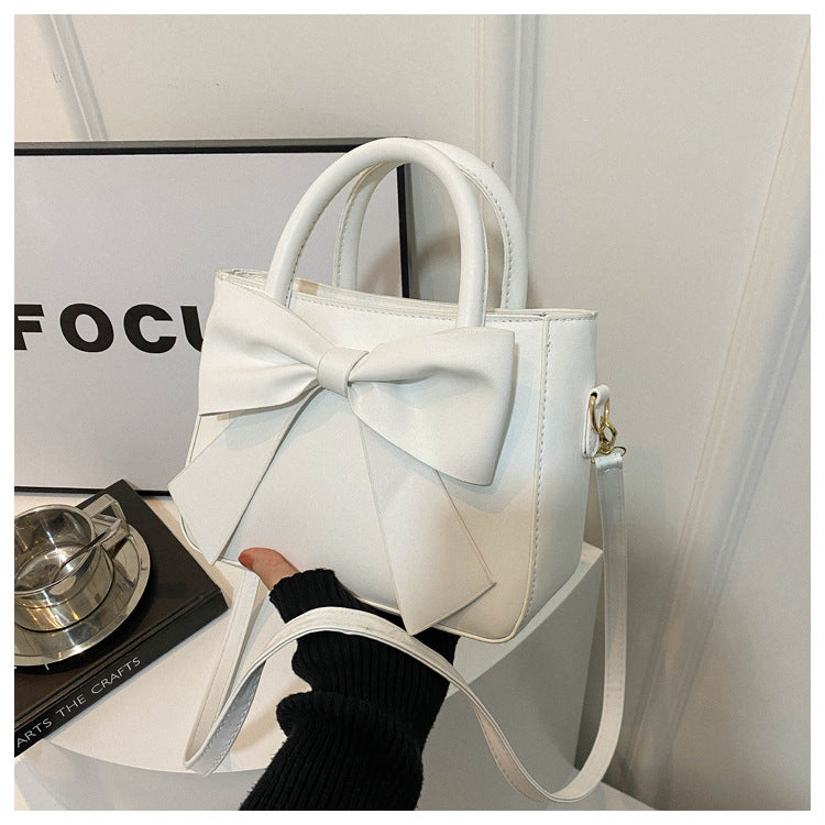 Women’s Bow-Adorned Bucket Bag - Niche-Design Mini Crossbody & Top Handle Purse for Urban Minimalist Style