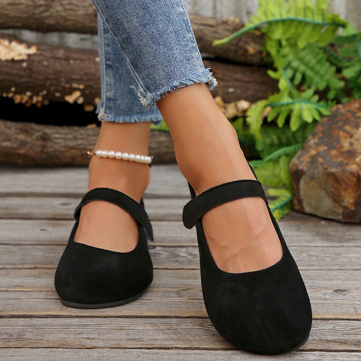 Women's Velmira Suede Mary Jane Flats - Vintage Round-Toe Ballet Shoes with Single Strap (US 5-10.5)